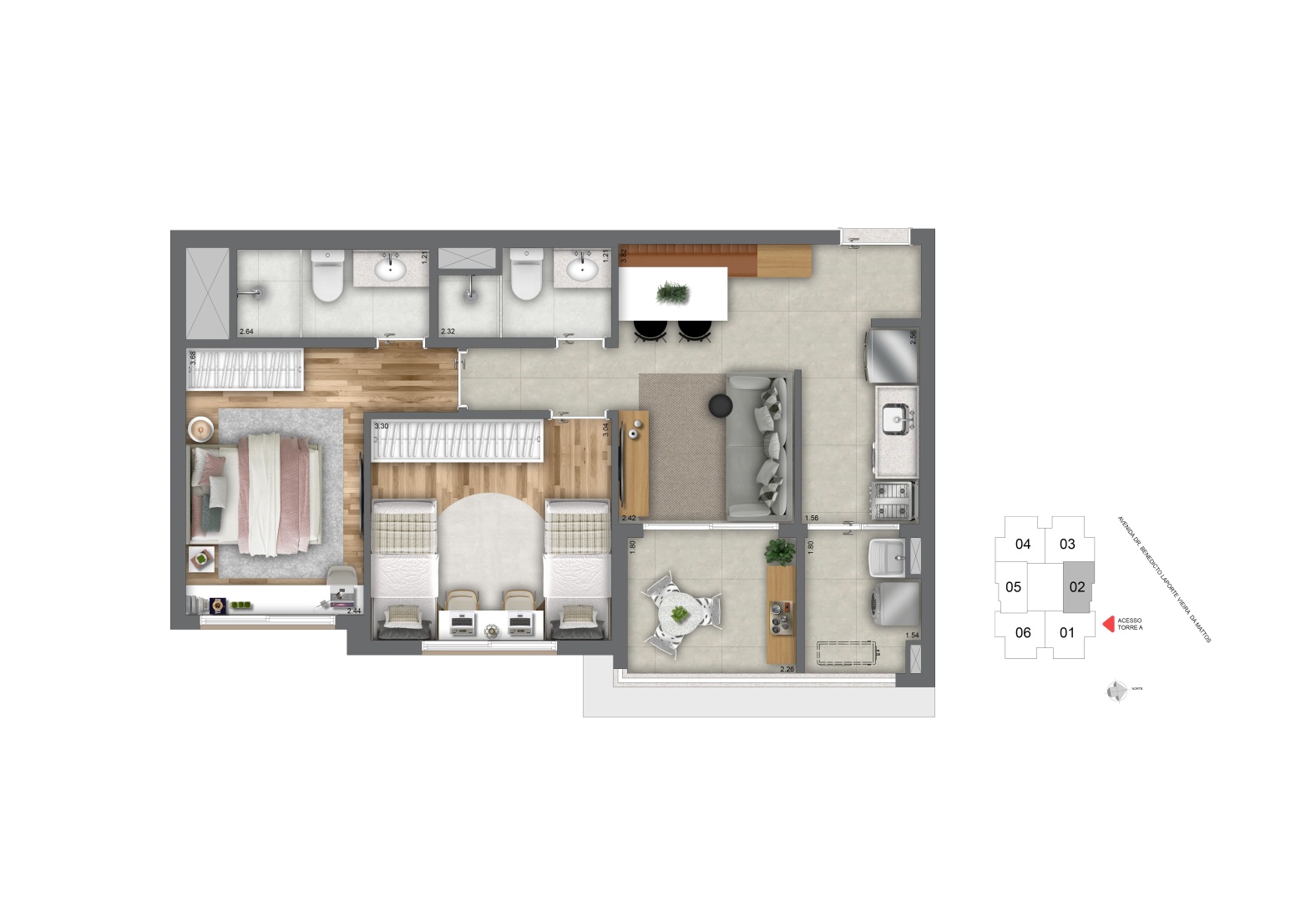 Planta de 62 m2