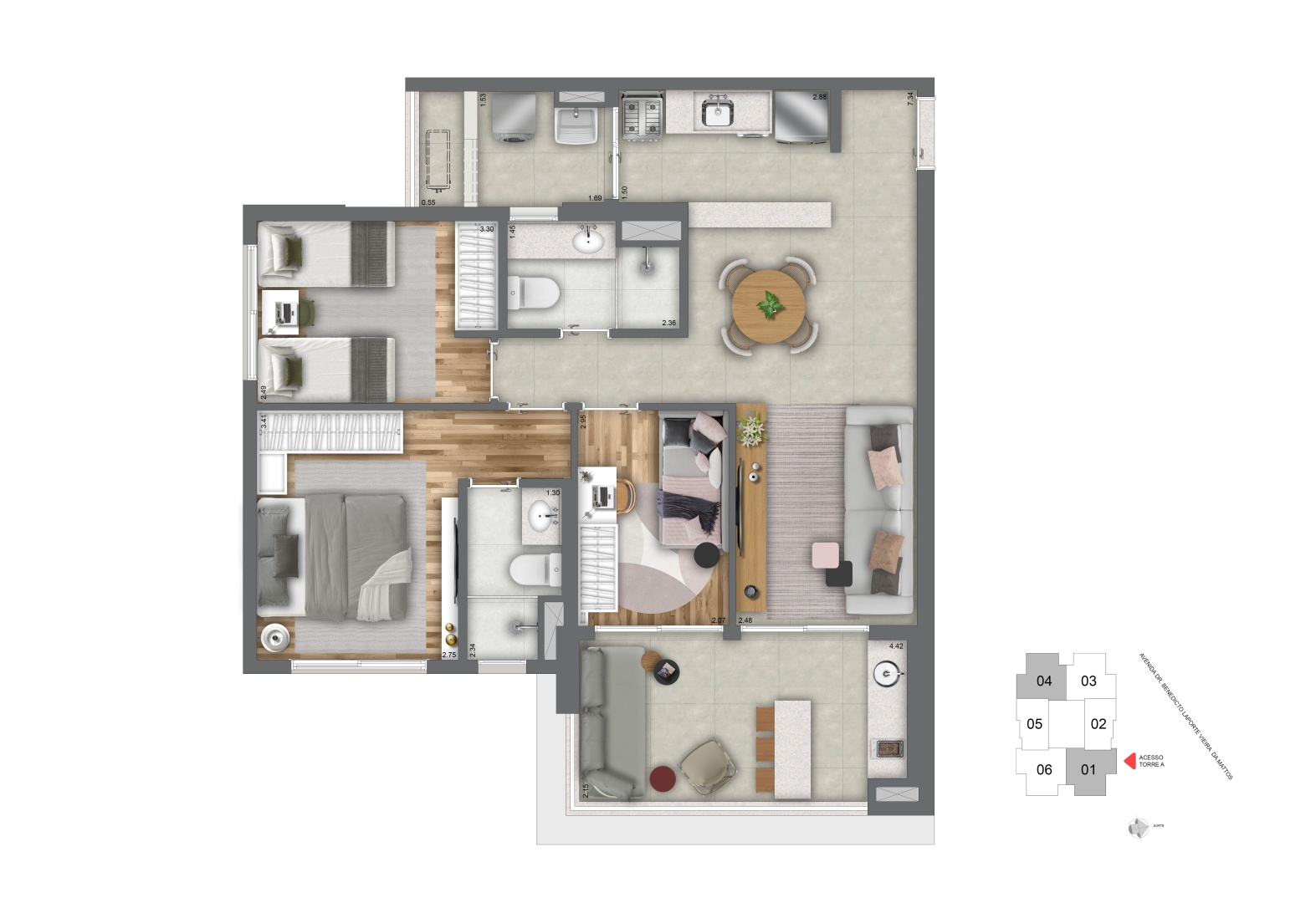 Planta de 84 m2