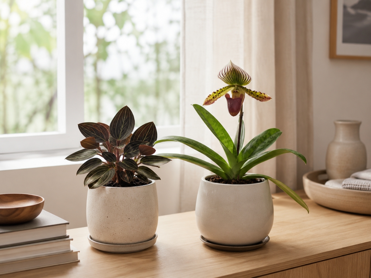 Ludisia e Paphiopedilum